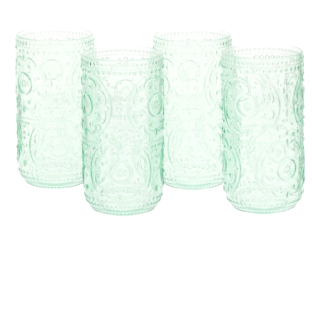 NIB Cupcakes and Cashmere Set of 4 GUZO MEDALLION glasses